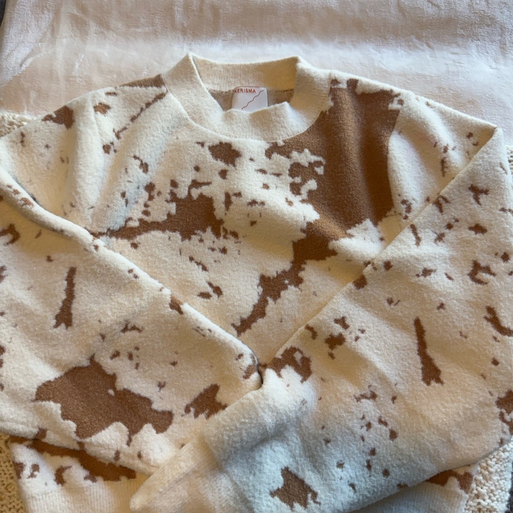 Kerisma Cream and Brown Knit Sweater